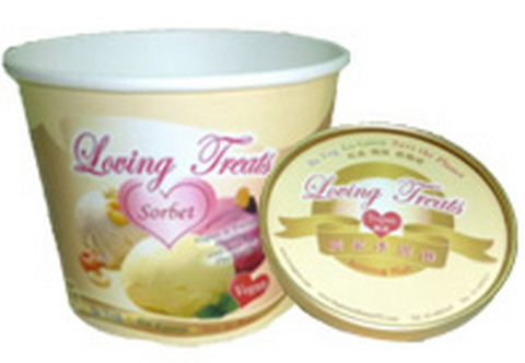 18oz訂製高級金色冰淇淋紙蓋 冰淇淋紙杯批發