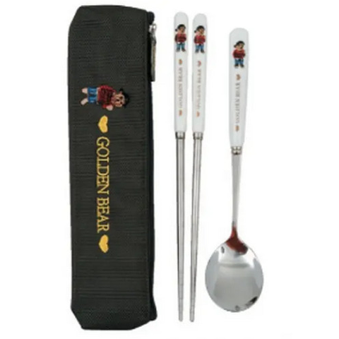 王樣黃金熊環保餐具組(鐵灰色) | 不鏽鋼環保筷工廠