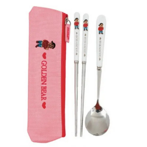 環保餐具 王樣黃金熊環保餐具組(粉紅色)