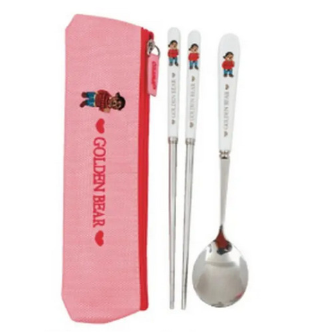 環保餐具 王樣黃金熊環保餐具組(粉紅色)