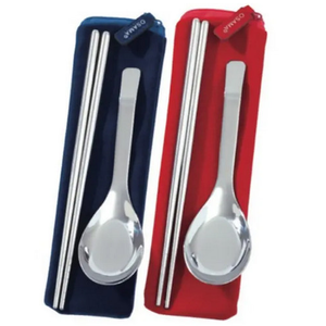 不鏽鋼環保餐具 | 304日式絨布包不鏽鋼筷組